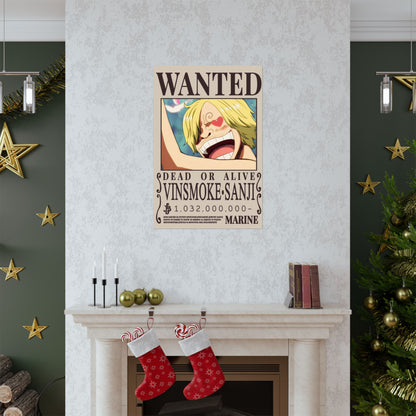 Wanted Poster Matte Vertical Poster — Vinsmoke Sanji "Dead or Alive" Anime Wall Art