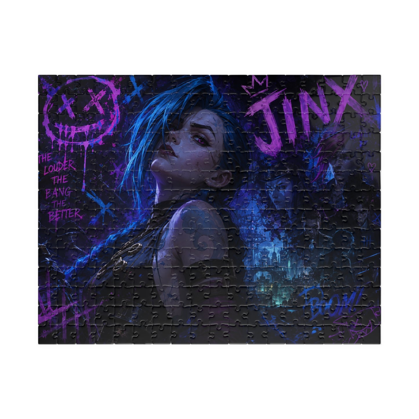 Neon Jinx Nightscape Puzzle — Dark Cyberpunk Portrait Jigsaw (110–1014 pcs)