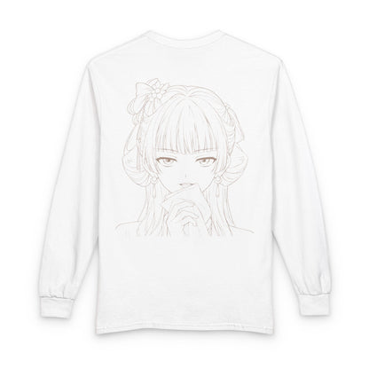 Mao mao apothecary diaries Anime Girl Line Art Long Sleeve Shirt — Elegant Japanese Text Design