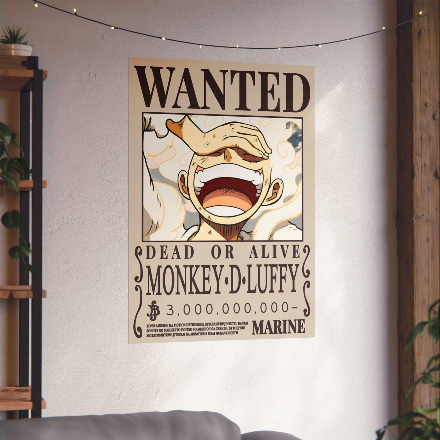 Wanted Poster Poster — "WANTED: Monkey D. Luffy" Matte Vertical Anime Wall Art