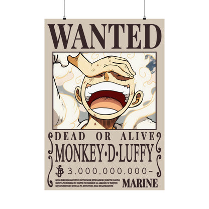 Wanted Poster Poster — "WANTED: Monkey D. Luffy" Matte Vertical Anime Wall Art
