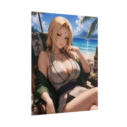 Tsunade Naruto Shippuden Anime Beach Poster — Relaxing Summer Girl Rolled Wall Art