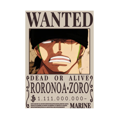 Wanted Poster Poster — Roronoa Zoro "Dead or Alive" Matte Vertical Print