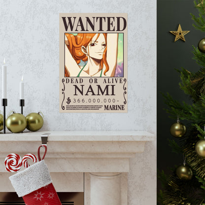 Wanted Poster Poster — "WANTED: NAMI" Anime Vertical Matte Print