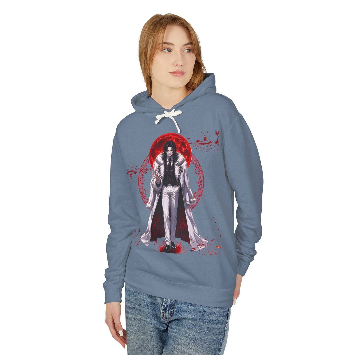 Vampire Prince Hoodie — Gothic Red Moon Graphic Pullover