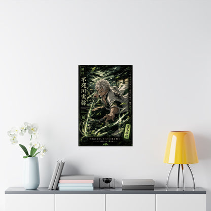 Anime Matte Vertical Poster — Wind Hashira Character Art (Japanese Text)