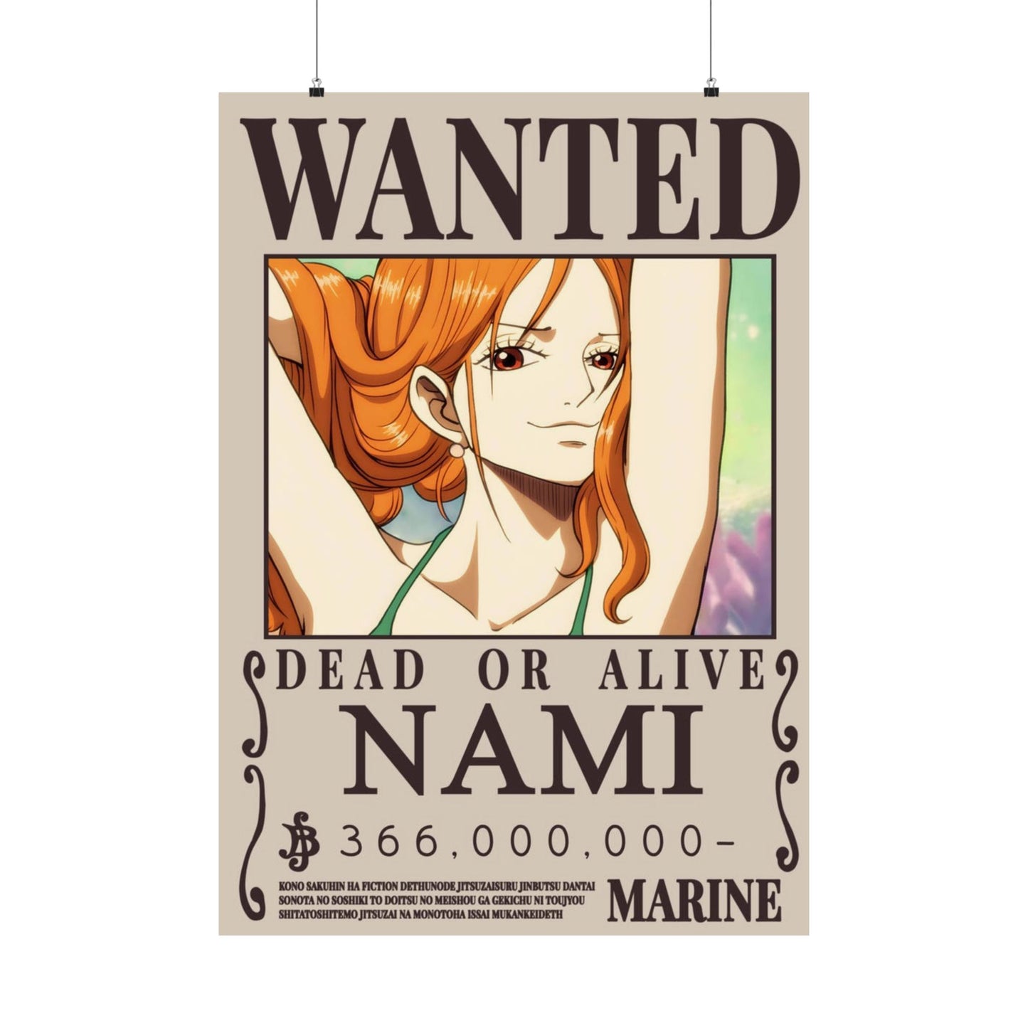 Wanted Poster Poster — "WANTED: NAMI" Anime Vertical Matte Print