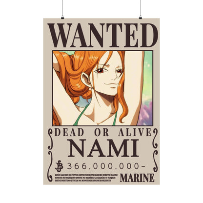 Wanted Poster Poster — "WANTED: NAMI" Anime Vertical Matte Print