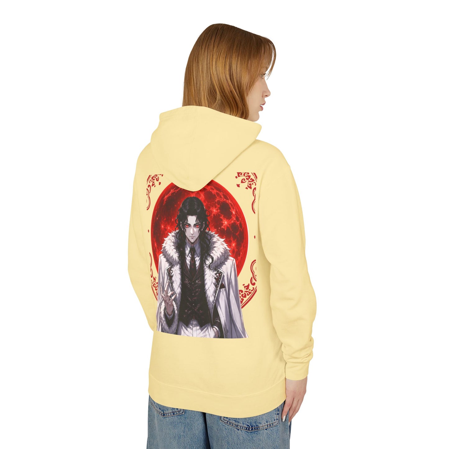 Vampire Prince Hoodie — Gothic Red Moon Graphic Pullover