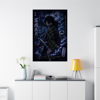 Demon Slayer Giyu Tomioka Matte Vertical Poster — Dark Anime Wall Art