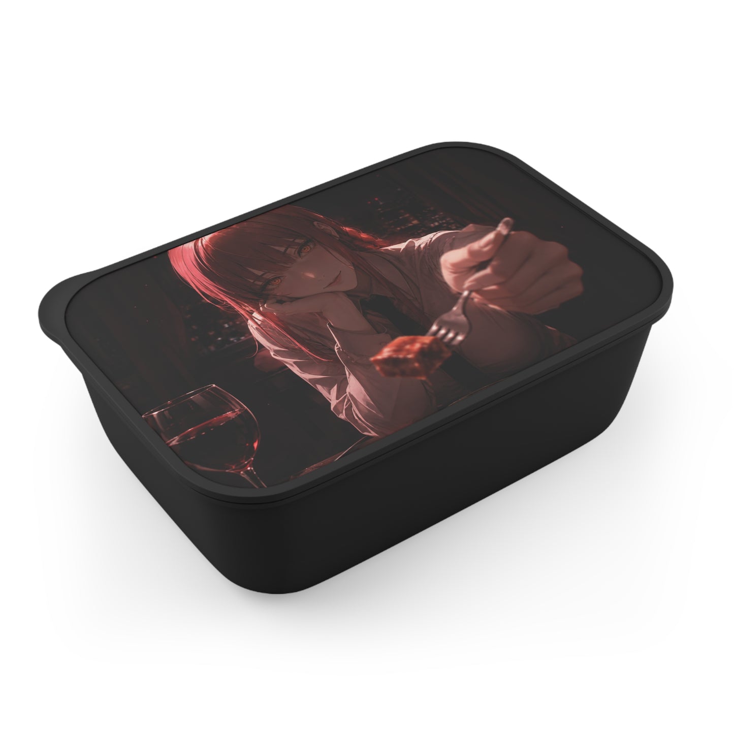 Makima Chainsaw man Anime Date Bento Box with Utensils — Romantic Dark Aesthetic Lunch Container