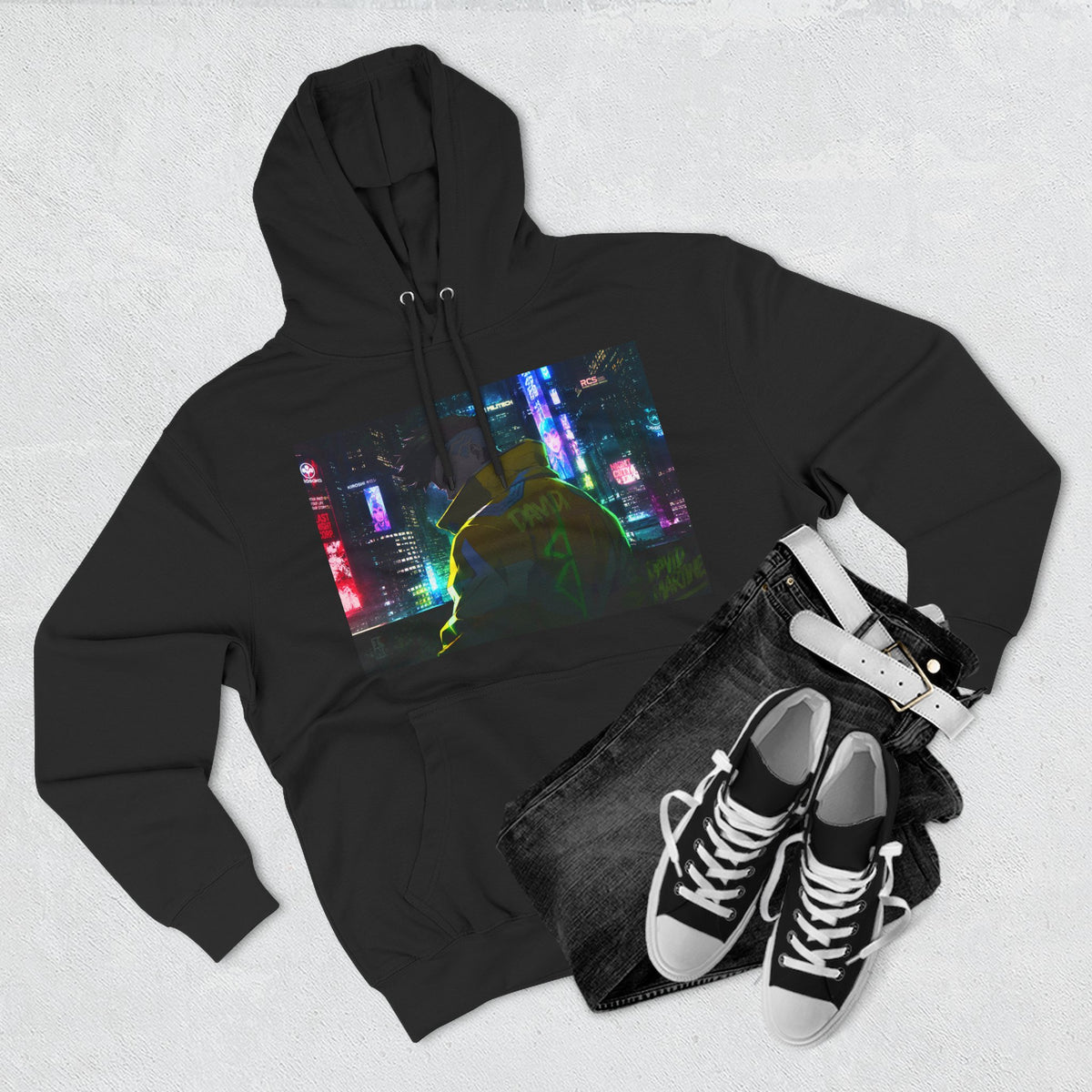 Cyberpunk Neon Hoodie — "David" Vaporwave Streetwear