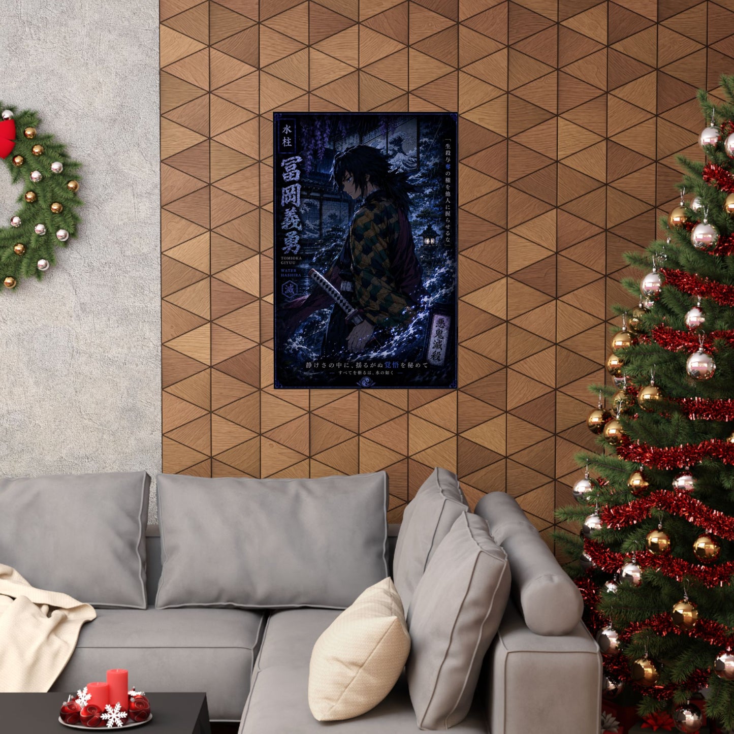 Demon Slayer Giyu Tomioka Matte Vertical Poster — Dark Anime Wall Art