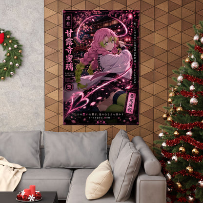 Demon Slayer Mitsuri Kanroji Matte Vertical Poster — Pink Sakura Anime Wall Art