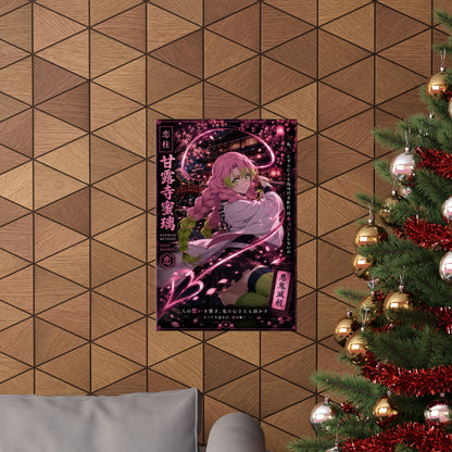 Demon Slayer Mitsuri Kanroji Matte Vertical Poster — Pink Sakura Anime Wall Art