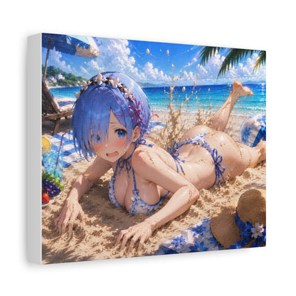 Rem Re:zero Anime Beach Bikini Canvas Print – Summer Girl Seaside Wall Art