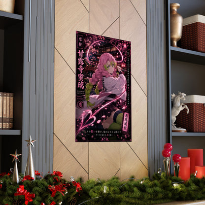 Demon Slayer Mitsuri Kanroji Matte Vertical Poster — Pink Sakura Anime Wall Art