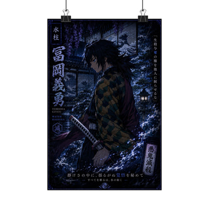 Demon Slayer Giyu Tomioka Matte Vertical Poster — Dark Anime Wall Art