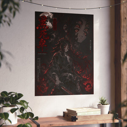 Demon Slayer Matte Vertical Poster — Dark Red Tanjiro Six-Eyes Anime Art