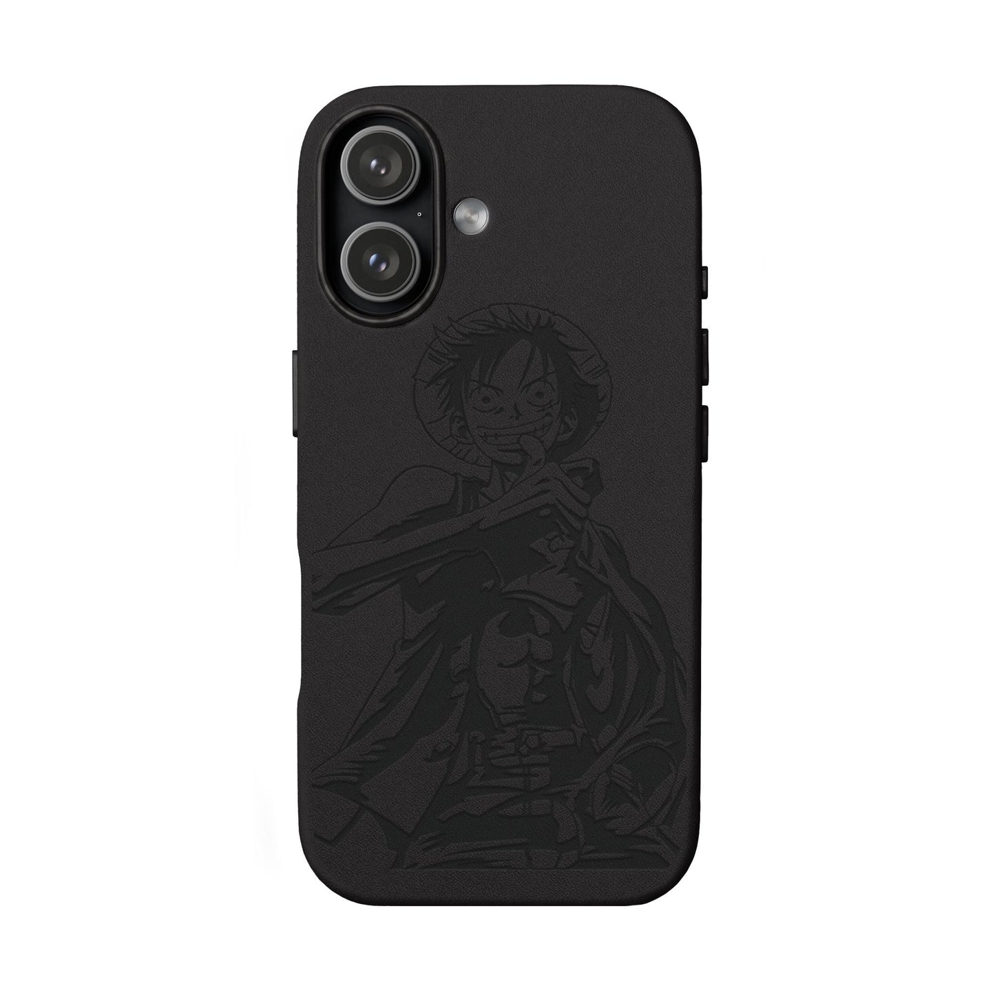 Luffy One Piece Anime Engraved PU Leather Phone Case — Embossed Anime Pirate Design