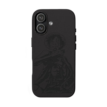 Luffy One Piece Anime Engraved PU Leather Phone Case — Embossed Anime Pirate Design