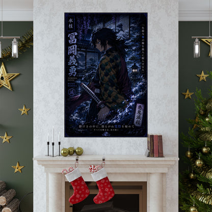 Demon Slayer Giyu Tomioka Matte Vertical Poster — Dark Anime Wall Art