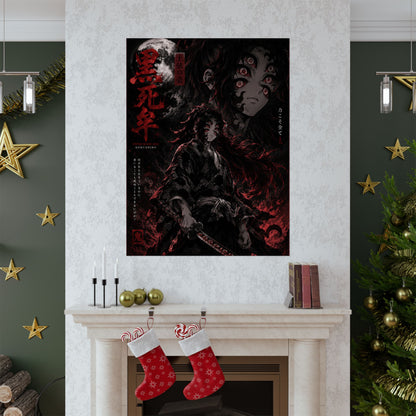 Demon Slayer Matte Vertical Poster — Dark Red Tanjiro Six-Eyes Anime Art