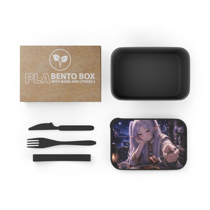 Frieren Anime Elf Girl Bento Box with Utensils – Nighttime Cozy Lunch Container