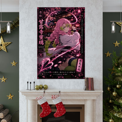 Demon Slayer Mitsuri Kanroji Matte Vertical Poster — Pink Sakura Anime Wall Art