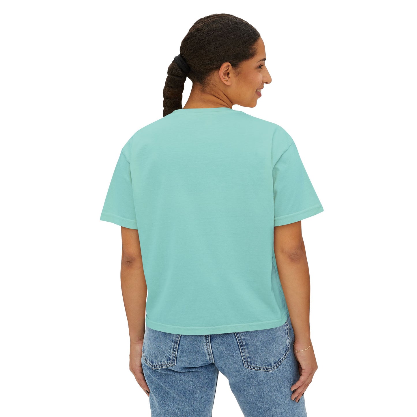Anime Elf Portrait Boxy Tee — White Women’s Cropped Graphic Shirt