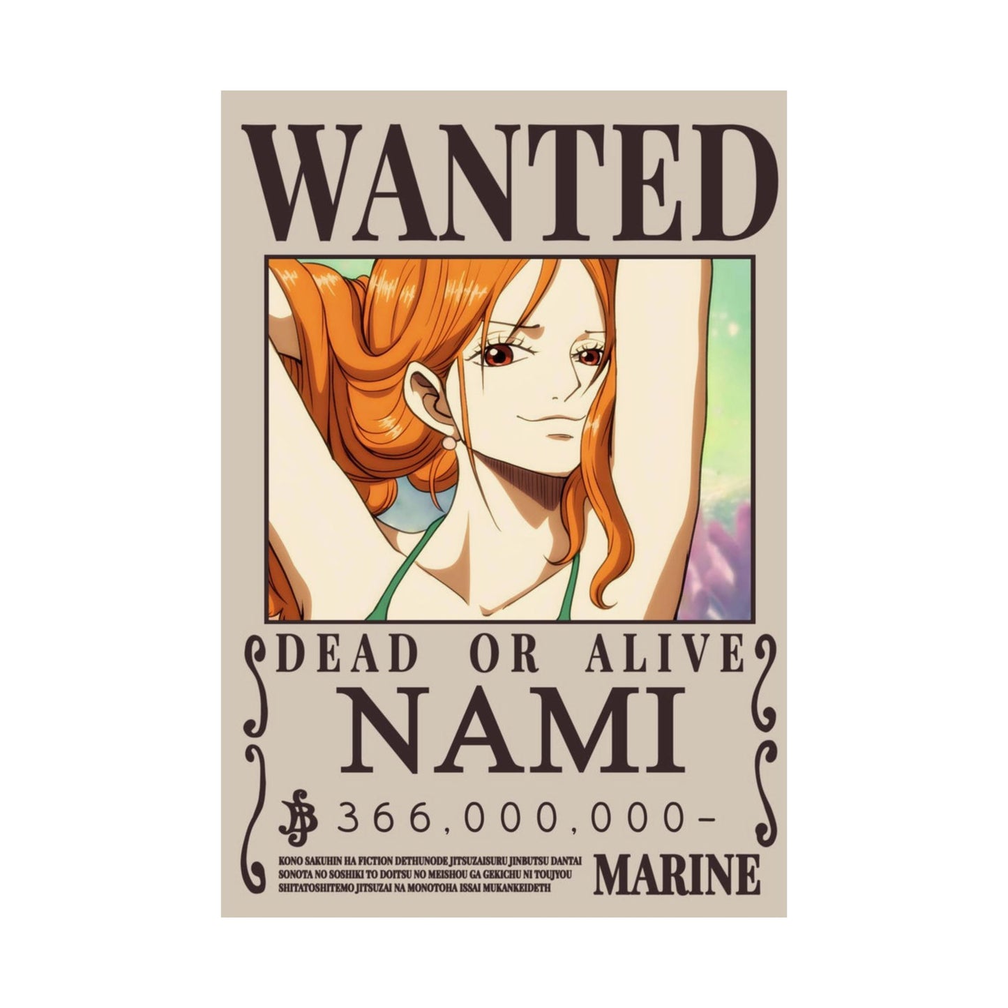 Wanted Poster Poster — "WANTED: NAMI" Anime Vertical Matte Print