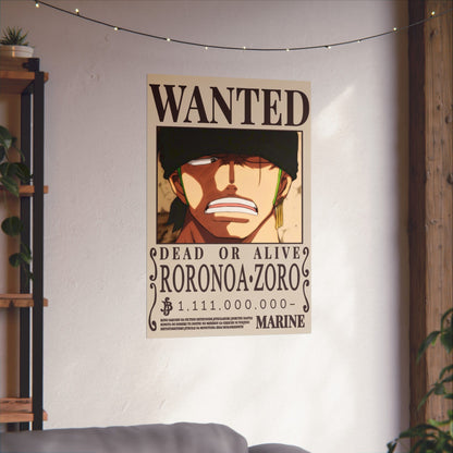 Wanted Poster Poster — Roronoa Zoro "Dead or Alive" Matte Vertical Print