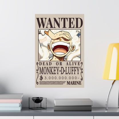Wanted Poster Poster — "WANTED: Monkey D. Luffy" Matte Vertical Anime Wall Art