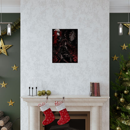 Demon Slayer Matte Vertical Poster — Dark Red Tanjiro Six-Eyes Anime Art