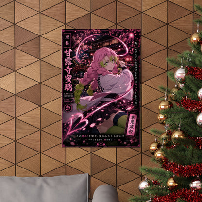 Demon Slayer Mitsuri Kanroji Matte Vertical Poster — Pink Sakura Anime Wall Art