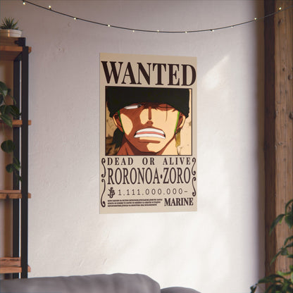 Wanted Poster Poster — Roronoa Zoro "Dead or Alive" Matte Vertical Print