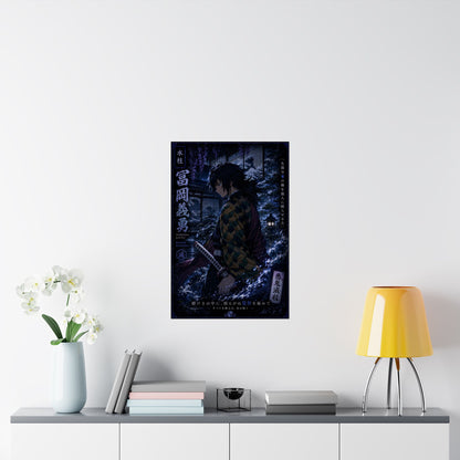Demon Slayer Giyu Tomioka Matte Vertical Poster — Dark Anime Wall Art