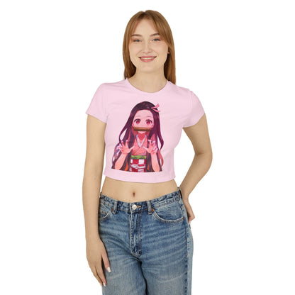 Anime Nezuko Crop Tee — Cute Kawaii Demon Girl Women’s Baby T-Shirt