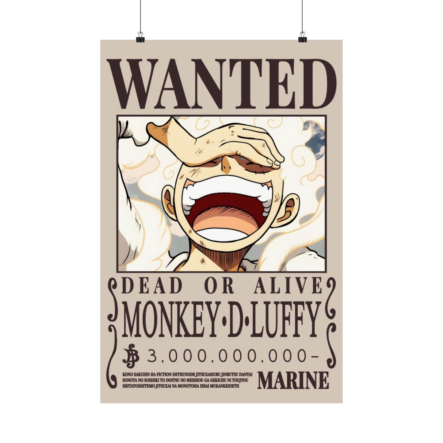 Wanted Poster Poster — "WANTED: Monkey D. Luffy" Matte Vertical Anime Wall Art