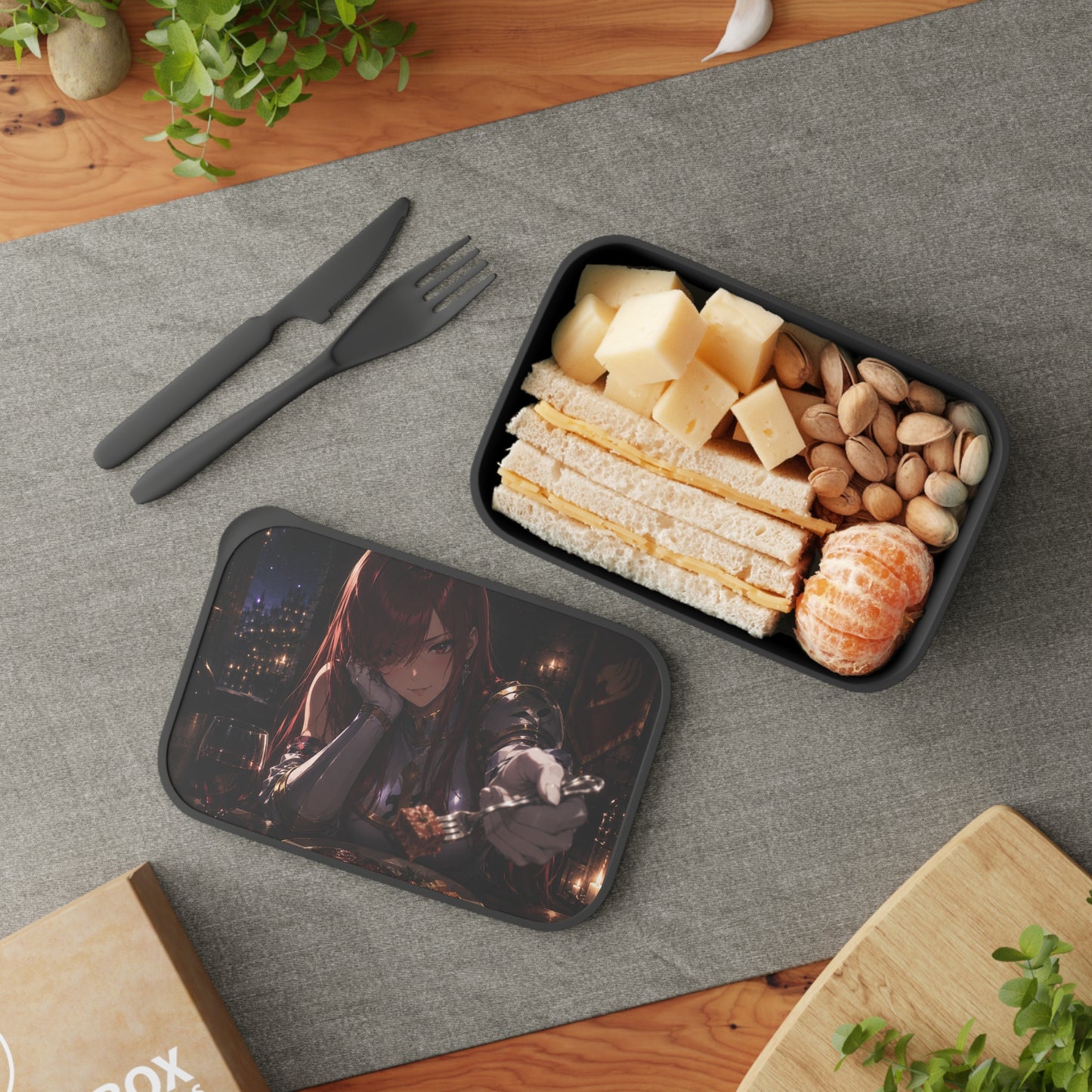 Erza Fairy Tail Anime Character Bento Box — Genshin-Style Red-Haired Girl Design