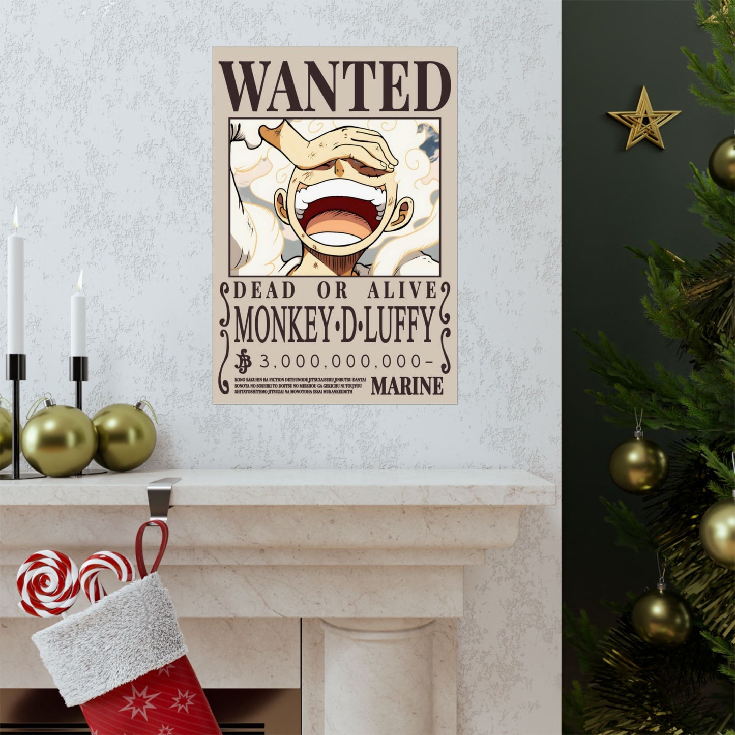 Wanted Poster Poster — "WANTED: Monkey D. Luffy" Matte Vertical Anime Wall Art