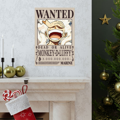 Wanted Poster Poster — "WANTED: Monkey D. Luffy" Matte Vertical Anime Wall Art