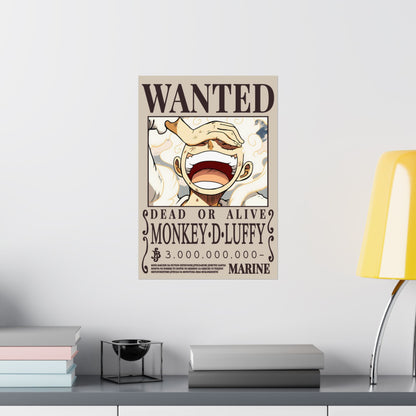 Wanted Poster Poster — "WANTED: Monkey D. Luffy" Matte Vertical Anime Wall Art