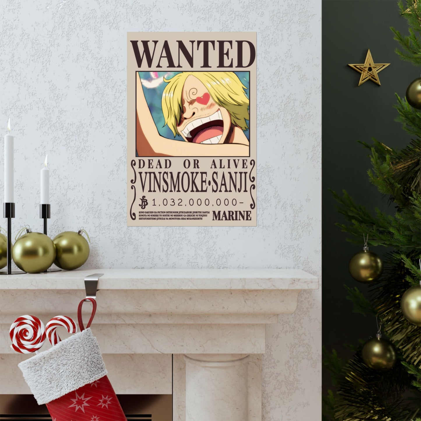 Wanted Poster Matte Vertical Poster — Vinsmoke Sanji "Dead or Alive" Anime Wall Art