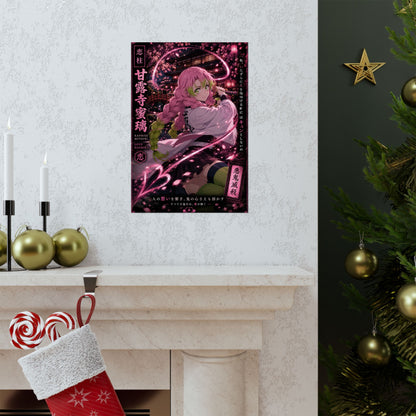 Demon Slayer Mitsuri Kanroji Matte Vertical Poster — Pink Sakura Anime Wall Art