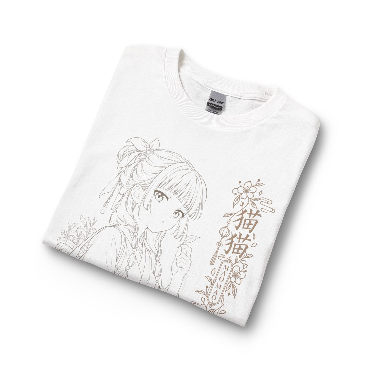 Mao mao apothecary diaries Anime Girl Line Art Long Sleeve Shirt — Elegant Japanese Text Design