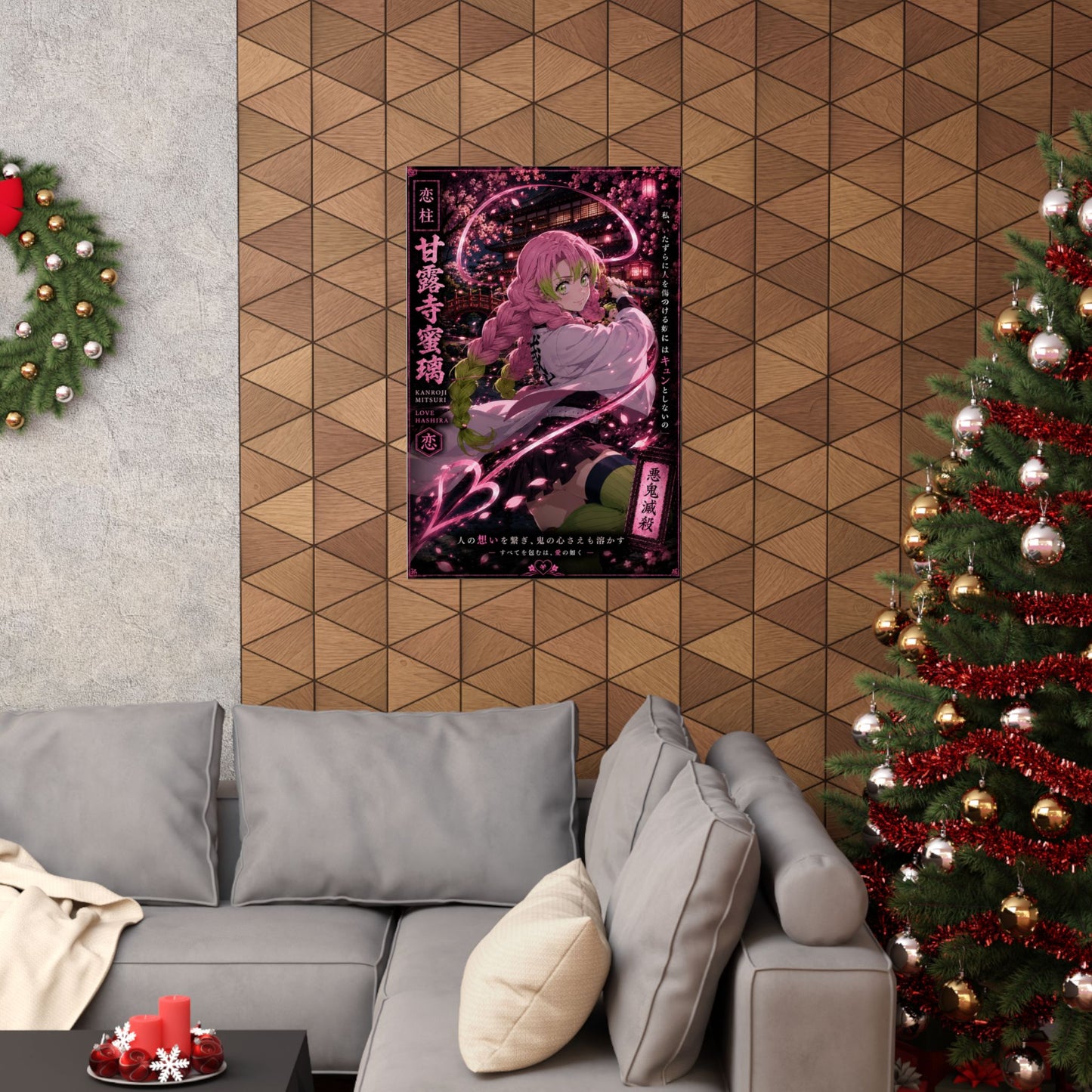 Demon Slayer Mitsuri Kanroji Matte Vertical Poster — Pink Sakura Anime Wall Art