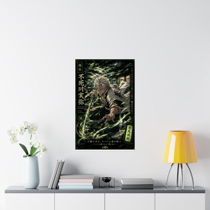 Anime Matte Vertical Poster — Wind Hashira Character Art (Japanese Text)