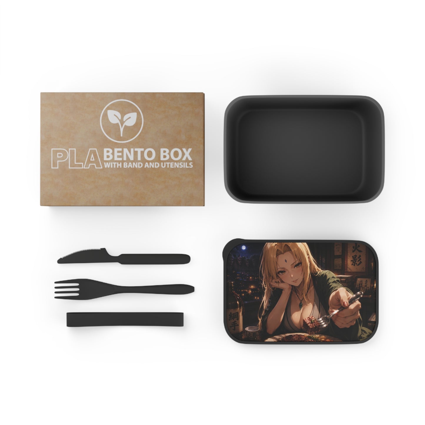Tsunade Naruto Anime Character Bento Box with Utensils — Nighttime Izakaya Illustration