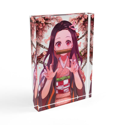Nezuko Acrylic Photo Block – Anime Cherry Blossom Display